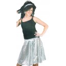 Jupe à paillettes argent pour deguisement disco